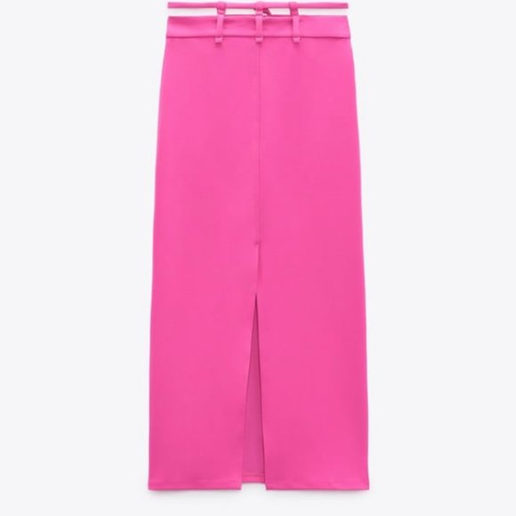 ZARA 2022 PINK MIDI PENCIL SKIRT, LARGE - Picture 5 of 6